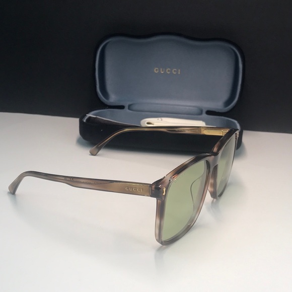 ?- Gucci New Authentic GG1041S 004 Brown Sunglasses with Green Lenses main image 11